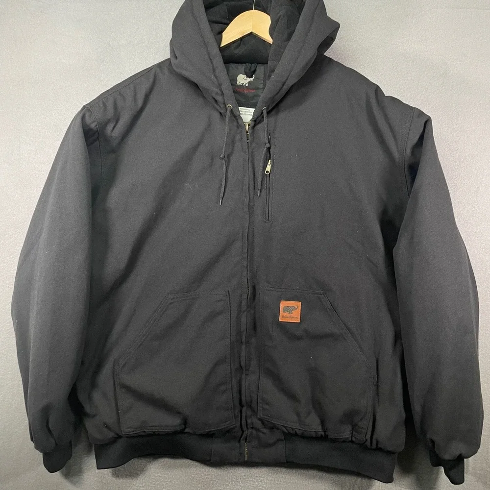 Golden‎ Elephant 3XL Black Hooded Work Jacket Insulated Full Zip Mens